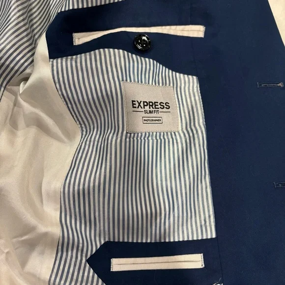 Express Slim Fit Men’s Ocean Blue “Photographer” Suit - Picture 6 of 16